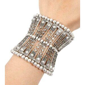 Silver Turkish Bracelet Bali Wide Belly Dancer BOHO Festival Hippie Gypsy